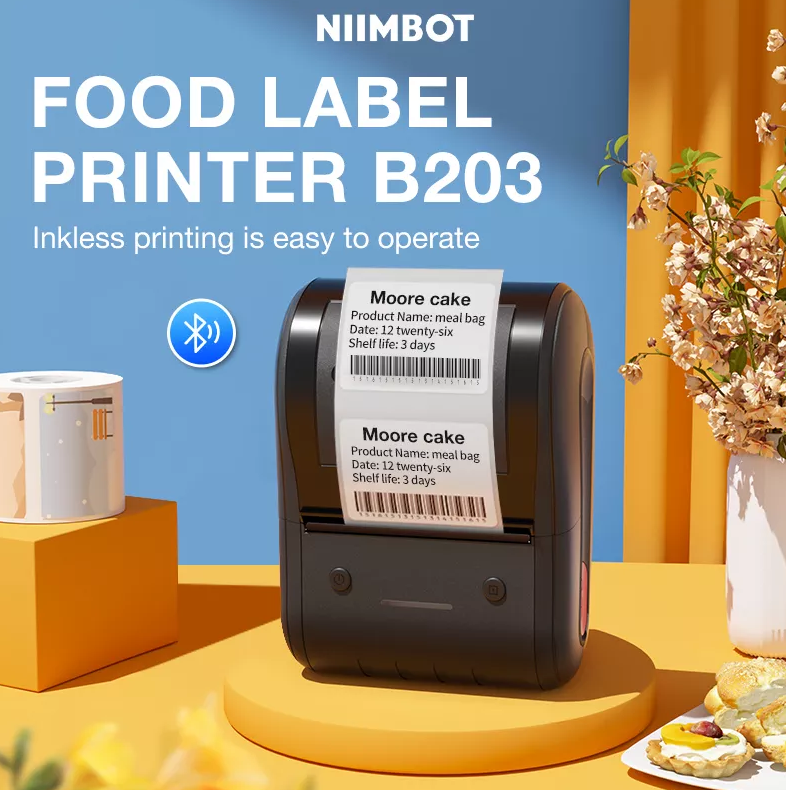Máy in nhiệt cầm tay Niimbot B203 hỗ trợ tạo mã vạch tem nhãn in bằng điện thoại cho quần áo trang sức