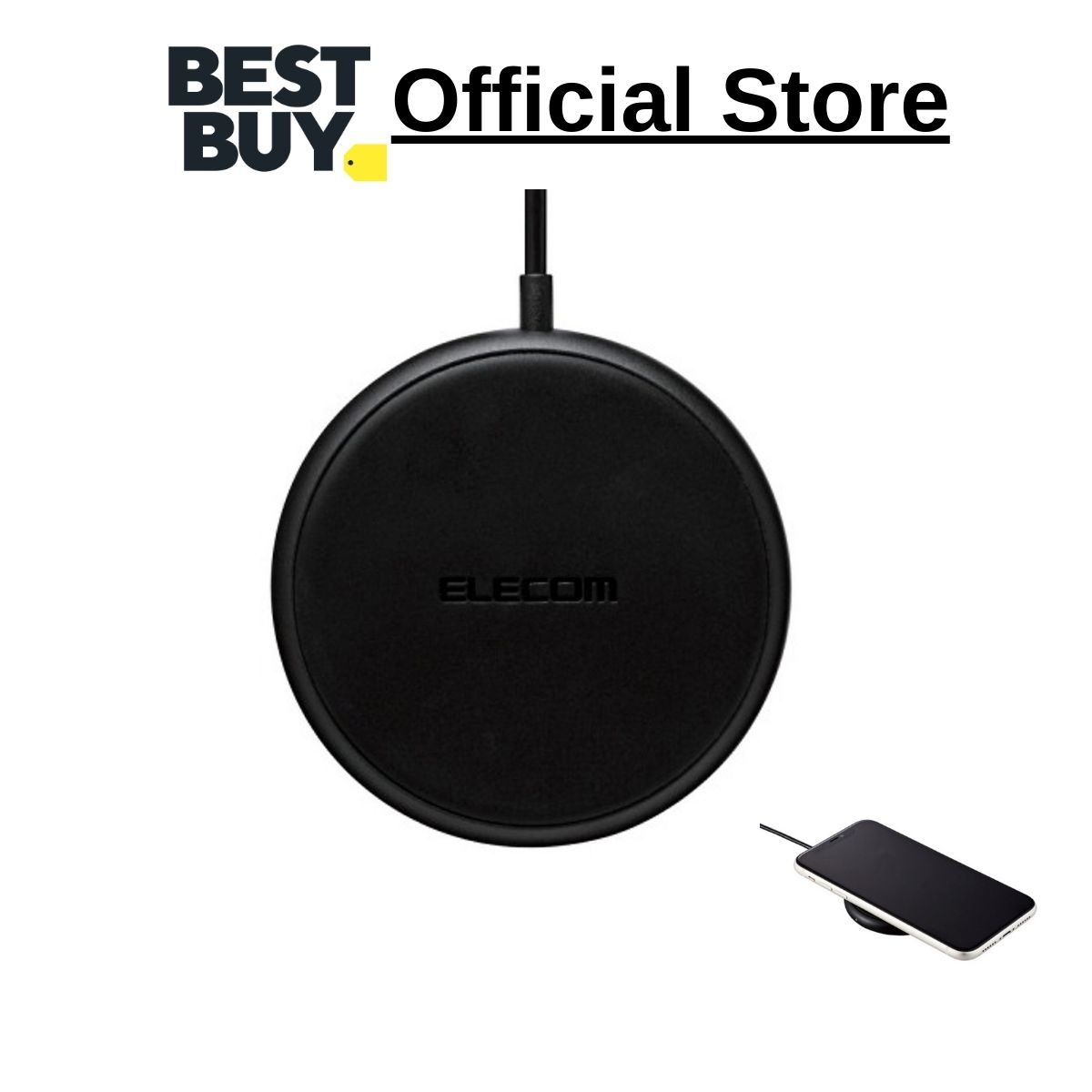 Bộ sạc không dây elecom w-qa16bk chuẩn qi tích hợp cáp 1m - hàng chính hãng
