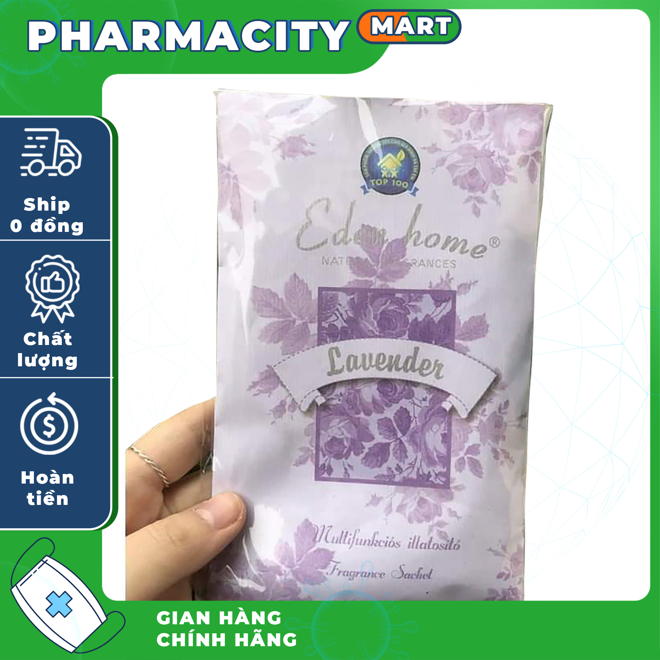 Túi Thơm hương tự nhiên treo phòng ngủ, phòng khách Eden Home Hương Lavender oải hương Gói 20G