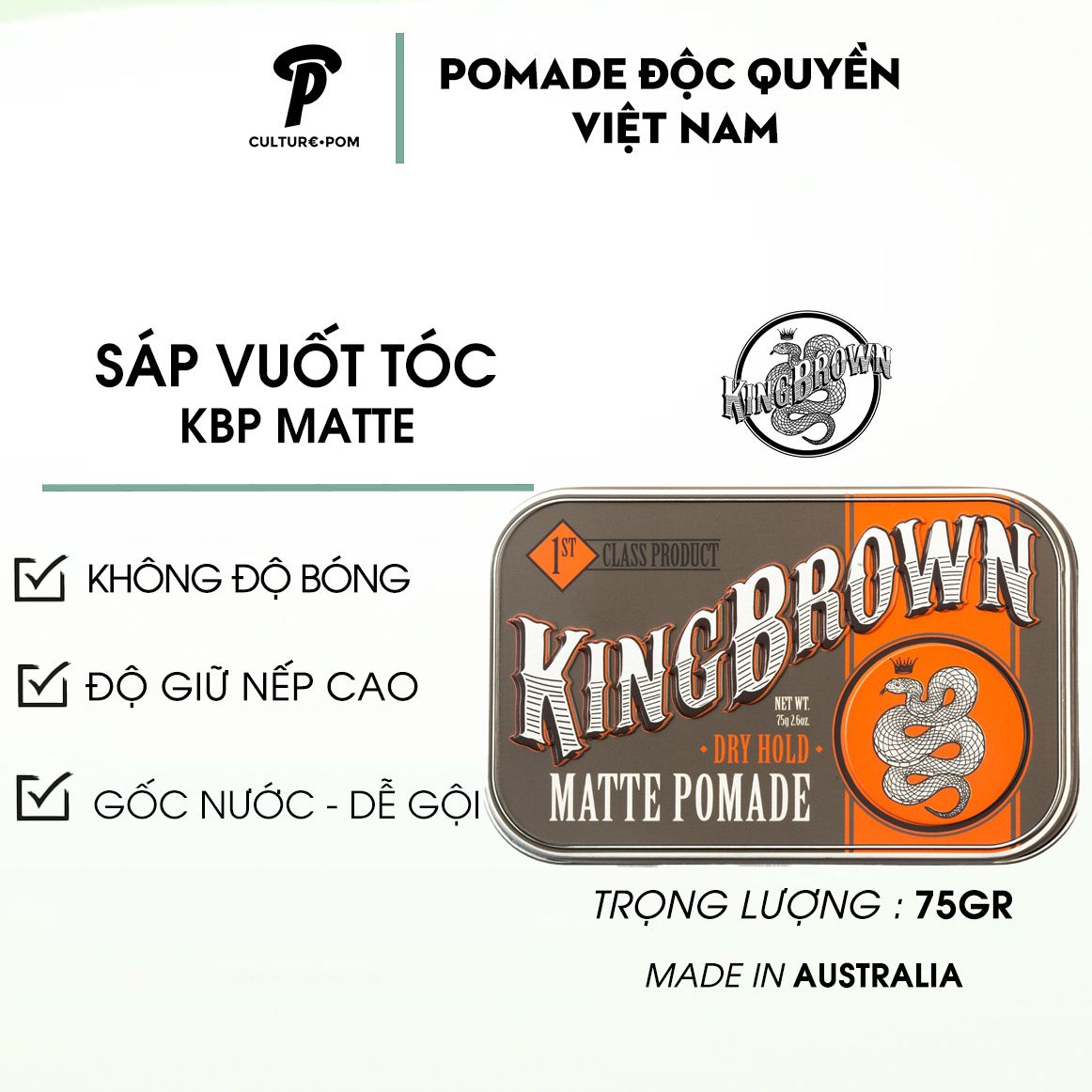 Kingbrown chính hãng ⎮ sáp vuốt tóc kingbrown matte