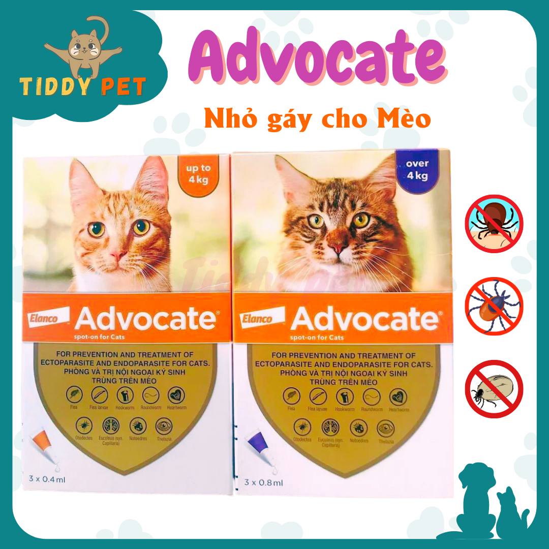 1 Tuýp Nhỏ Gáy ADVOCATE - Nhỏ Gáy Phòng Ngừa và Loại Trừ Ve Rận Cho Mèo