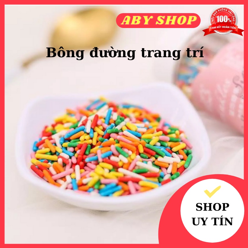 Bông đường trang trí 500g⚡ GIÁ TỐT ⚡ bông đường trang trí bánh kem, bánh sinh nhật cốm màu dài 500g