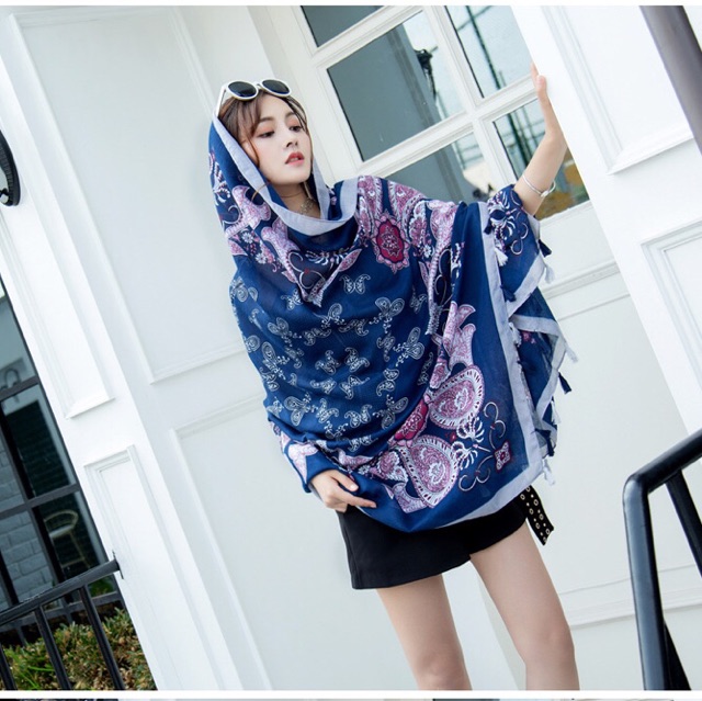 Khăn choàng boho đi biển - Khăn choàng thổ cẩm chất viscose chuẩn chất đẹp BH04