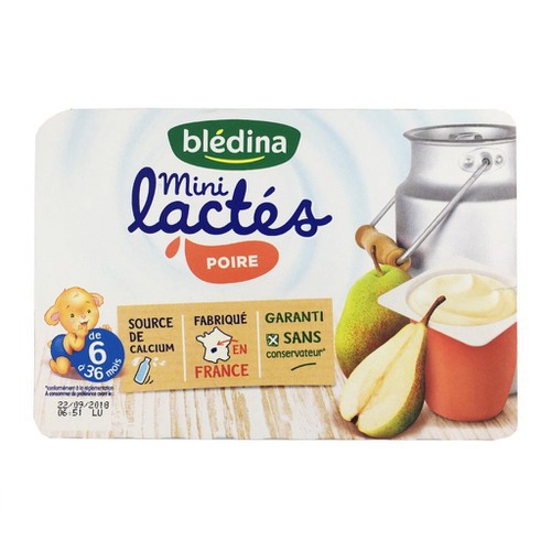 Sữa chua b'ledina mini 6*55g vị lê 6m+ - pháp date t2/2025