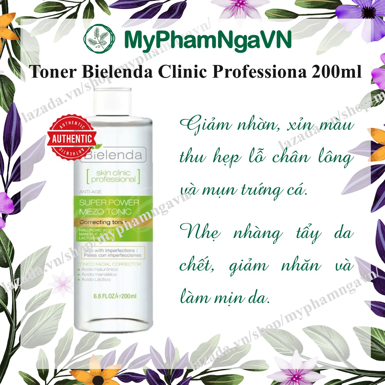 [HCM]Toner Cho Da Dầu Và Hổn Hợp Bielenda Skin Clinic Professional Super Mezo Xanh Lá 200ml