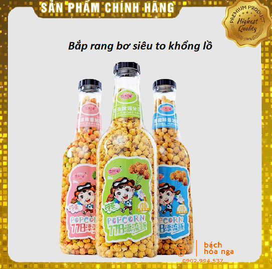 Bắp Nổ Chai Khổng Lồ 1.3kg vị Bơ, Caramel 54cm