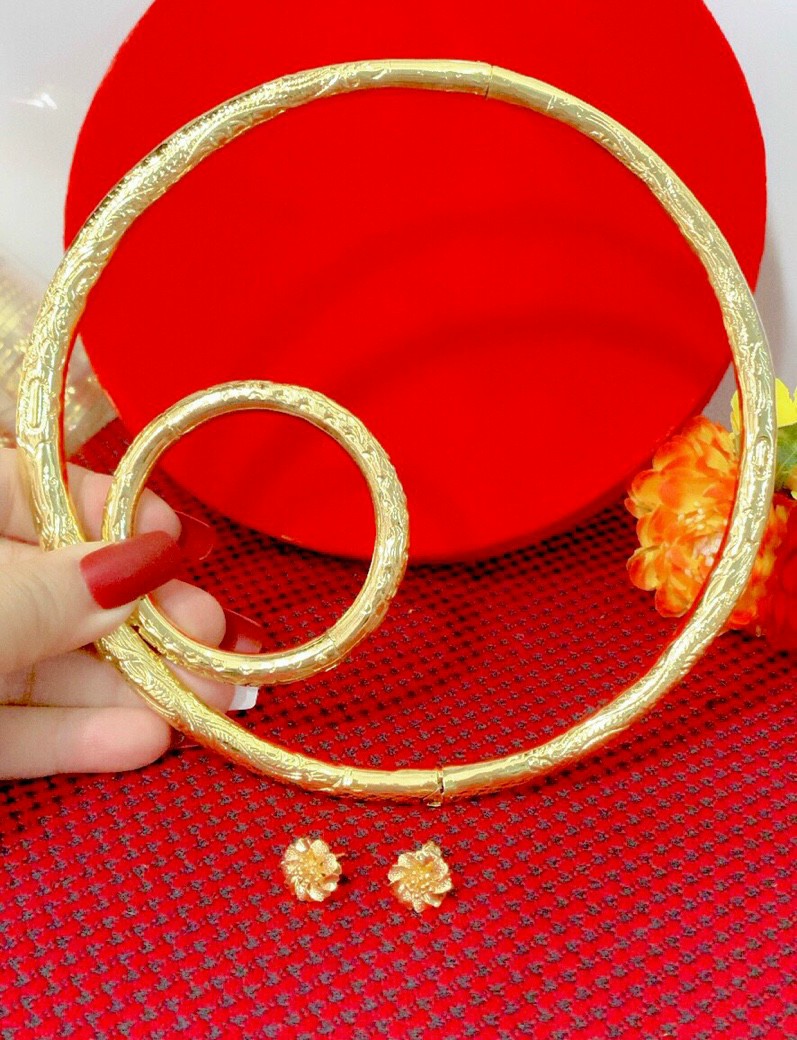 Bộ trang sức kiềng cưới 3 món mạ 24k cao cấp P768