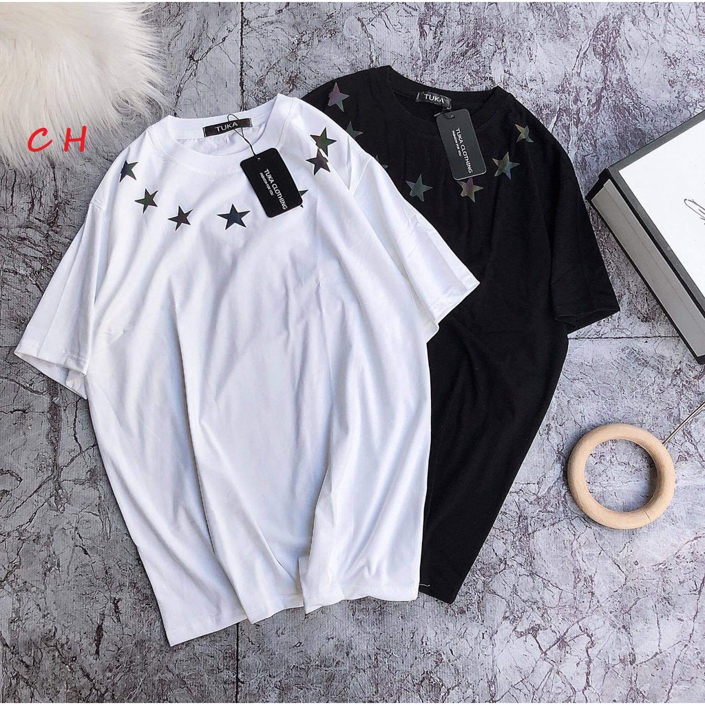 Áo phông sao vòng cổ phản quang 7 màu COH0121