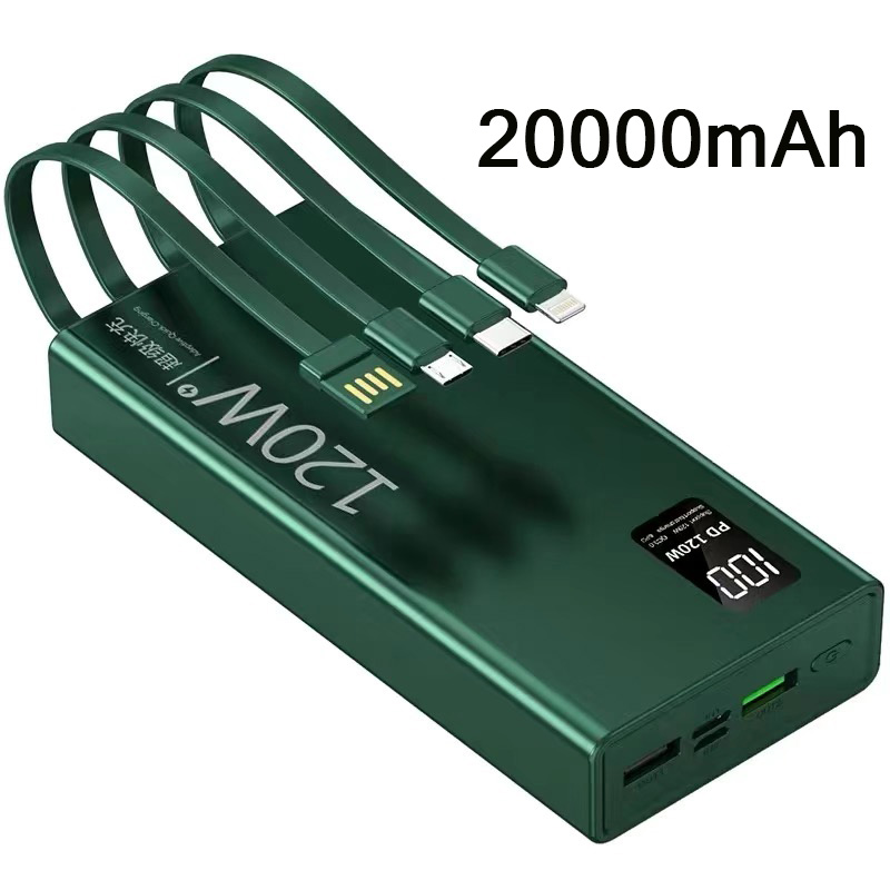 Kaka Power Bank Backup Battery 20000Mah 30000Mah Super Fast Charging 120W Pd22.5W with 4 Charging Cables Led Screen 2-Way Fast Charging 4 Cables Power Bank Charging Treasure - 3