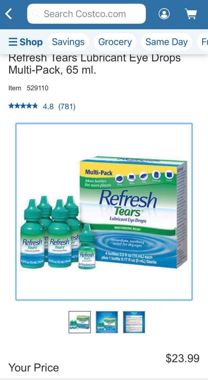 Nước mắt nhân tạo Refresh Tears 65 ml (1 hộp : 4 chai*15ml + 1 chai 5ml) của Mỹ