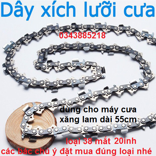 xích dùng cho máy cưa lam dài 55cm 38 răng cắt nhỏ - 34 mắt lớn