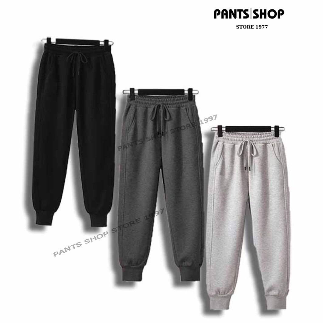 Quần jogger thể thao tập gym yoga nam nữ - quần nỉ trơn 3 màu - pants shop