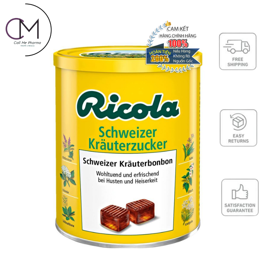 Sỉ lẻ kẹo ngậm thảo mộc original herb giảm ho khàn giọng ricola của đức, 250 g