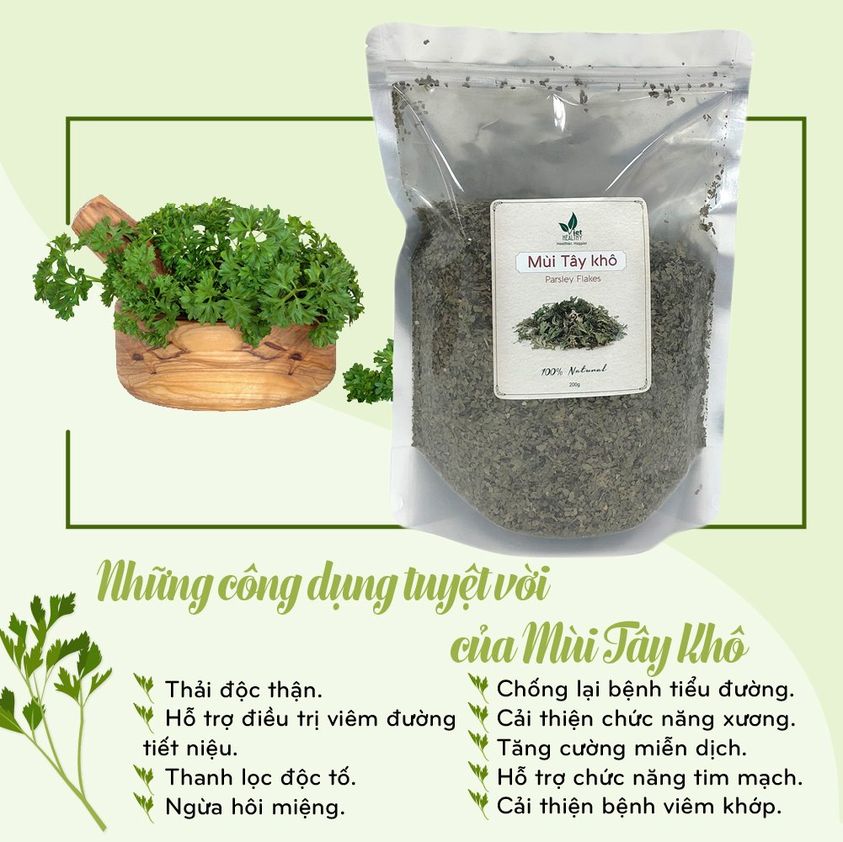 Trà thải độc thận - Parsley Tea , Mùi tây khô viethealthy 100gr