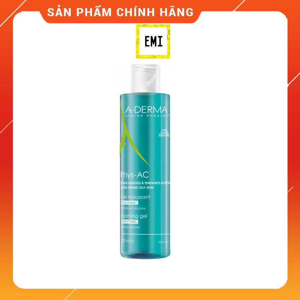 Sữa rửa mặt aderma gel moussant purifiant phys-ac cho da mụn 400ml - mỹ phẩm pháp
