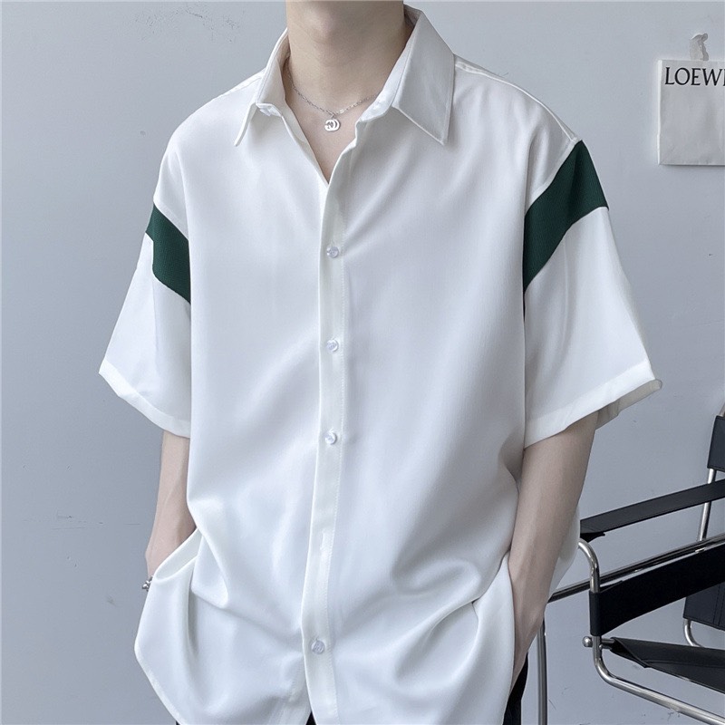 Áo sơ mi nam nữ Unisex tay lỡ form rộng phối viền màu tay áo DK9991 thời trang Hàn Quốc cao cấp mới