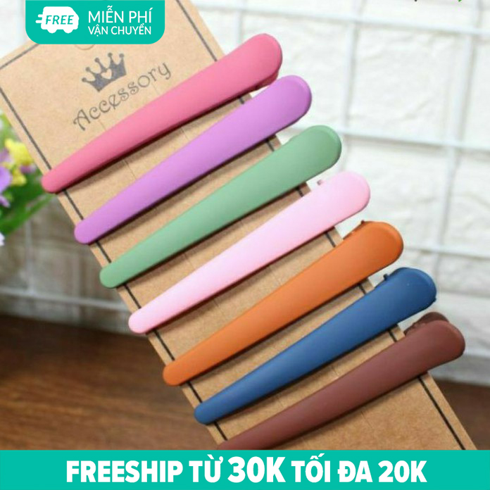 FREESHIP-SET 5 CÁI KHÁC MÀU | KẸP TÓC MỎ VỊT PASTEL TRƠN DÀI 7,5CM | VIDEO THẬT | SHOP BEECOW