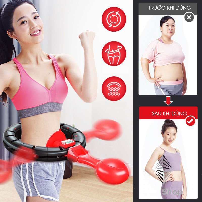 Vòng lắc eo giảm mỡ bụng, vòng lắc eo thon massage giảm mỡ bụng loại mới, vòng lắc eo thông minh có đồng hồ đếm số vòng- giảm mỡ massage bụng- hàng chuẩn chính hãng thames