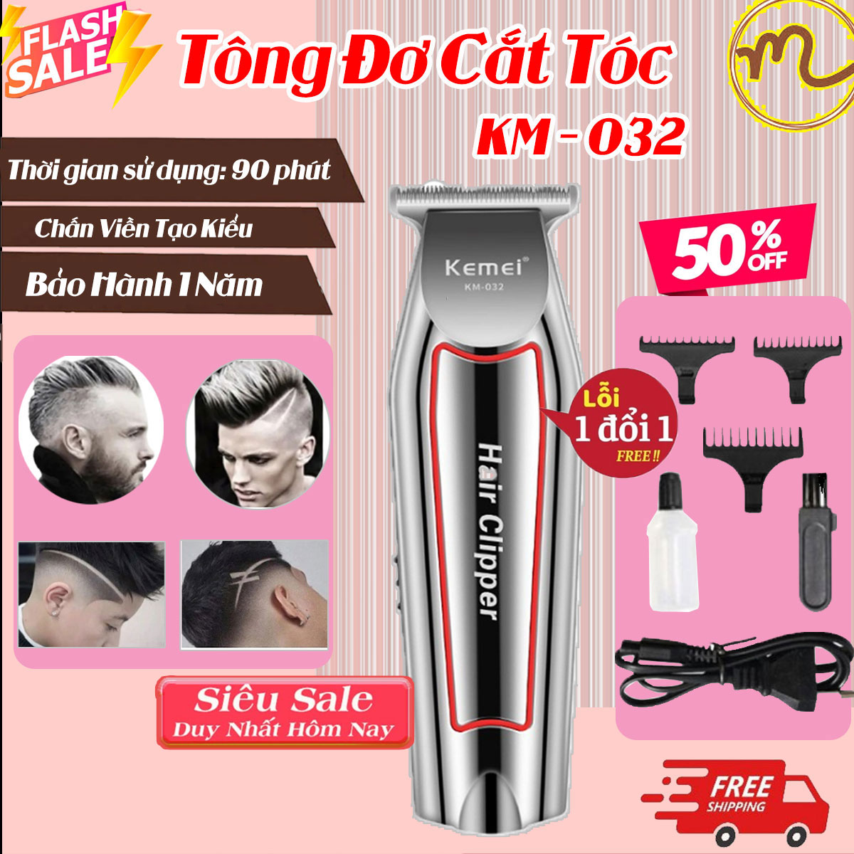 Tông Đơ Cắt Tóc Trẻ Em, Tông Đơ Hớt Tóc, Tông Đơ Cắt Tóc Loại Xịn, Tông Đơ Trấn Viền KM -032 Và Tông Đơ KM -809A Tông Đơ Cắt Tóc Chuyên Nghiệp Chính Hãng.