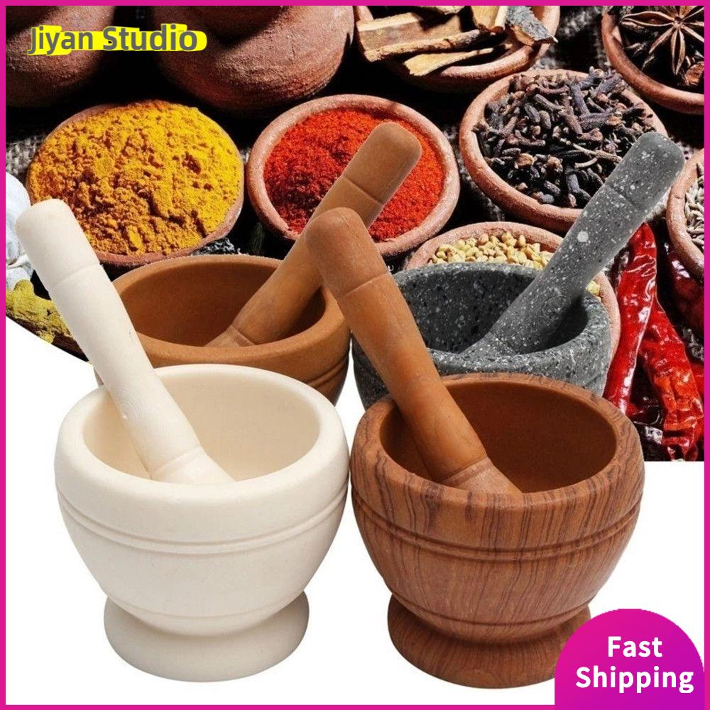 【COD&Hàng sẵn sàng】Cối đá cẩm thạch và cối xay đá gia vị tự nhiên cổ điển bền