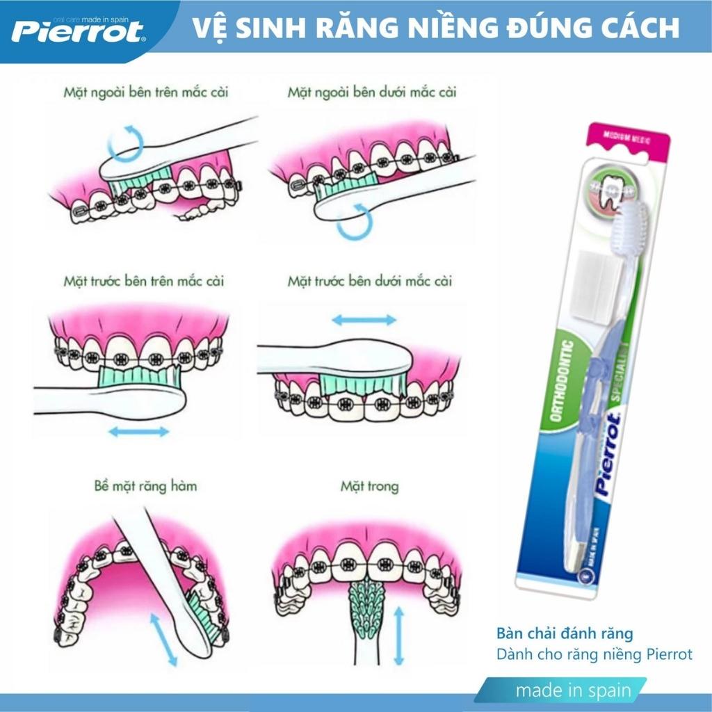 Bàn chải đánh răng pierrot dành cho răng niềng đầu lông chải siêu mảnh, thiết kế độc đáo, dễ dàng cho người sử dụng