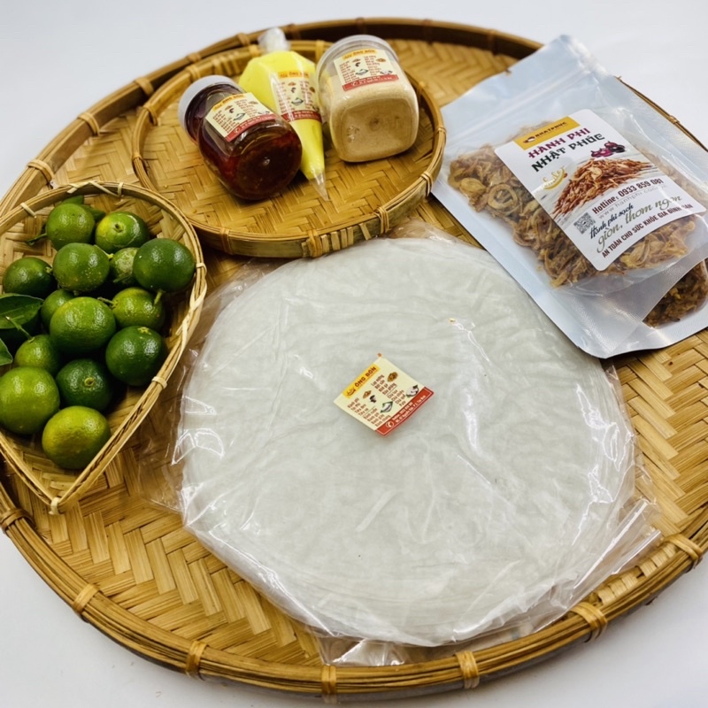 Combo bánh tráng phơi sương 500g - hành phi, muối tôm, sa tế, bơ trứng