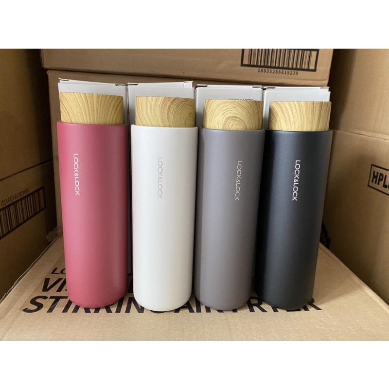 Bình giữ nhiệt lock&lock flat tumbler nắp kiểu gỗ 400ml - lhc4227