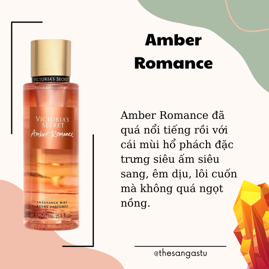 Xịt body mist victoria secret amber romance 250ml, thơm lâu, mùi ngọt ngào, nữ tính