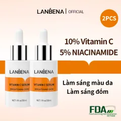 LANBENA Serum vitamin C Xóa tàn nhang Làm mờ vết tối Chống lão hóa Làm trắng Dưỡng ẩm Serum dưỡng da mặt