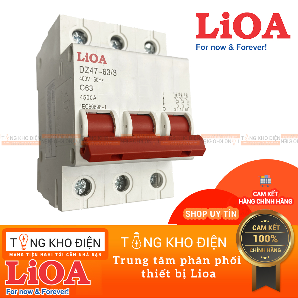 Cầu dao tự động 3 cực - aptomat-mcb 3p lioa dòng cắt 4,5ka
