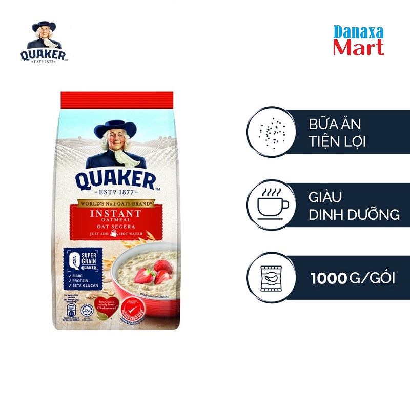 Yến mạch ăn liền quaker bịch 1000g/300g