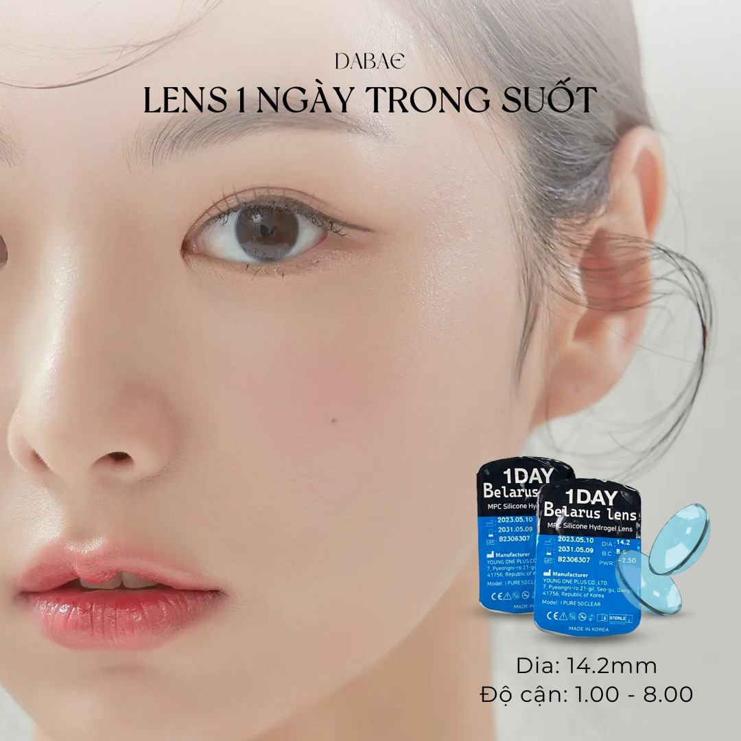 Lens Trong Suốt 1 Ngày cho mắt nhạy cảm có độ cận 0-8