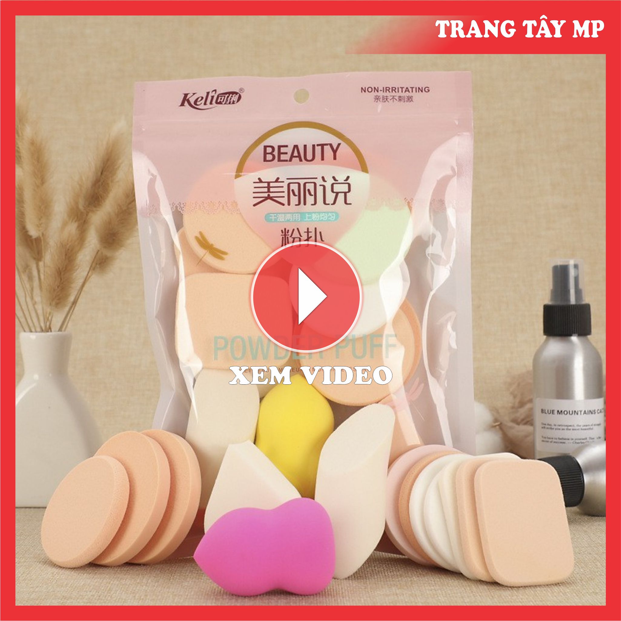 Bịch 13 bông đánh phấn trang điểm