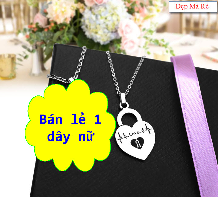 [HCM]( Có bán lẻ 1 sợi ) Dây chuyền cặp đôi inox ổ khóa hình trái tim Love và chìa khóa khắc chữ Forever - Giá bán như trên là 1 cặp như hình - Cam kết 1 đổi 1 nếu hoen  gỉ sét