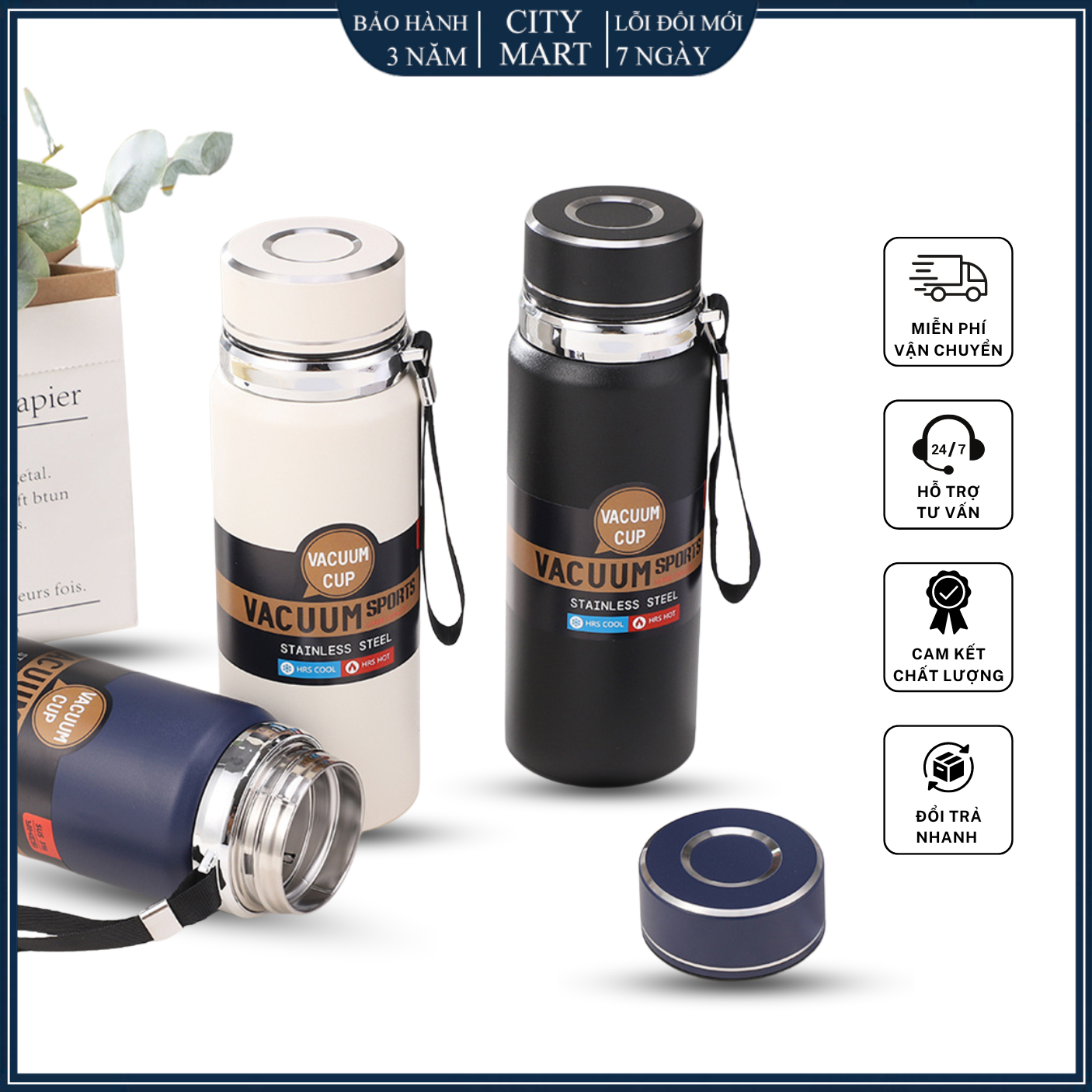 Bình giữ nhiệt Vacuum Inox 316 Giữ nhiệt vượt trội đa năng Chống rò rỉ trơn trượt