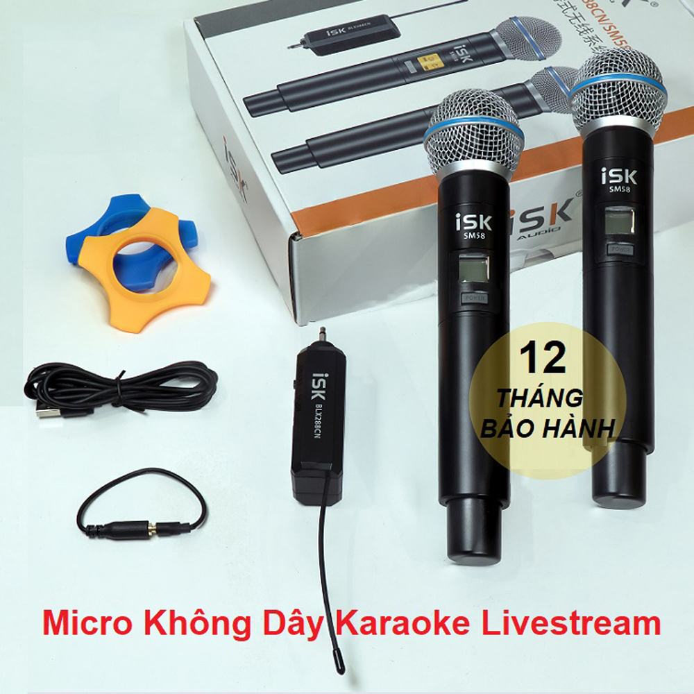 Mic Thu Âm BLX288CN/ISK SM58 Micro Không Dây Cao Cấp Chuyên Thu Âm Chuyên Nghiệp, Karaoke Online, LiveStream Dùng Cho Amply, Soundcard, Vang Số, Loa Kéo Bảo hành 12 tháng