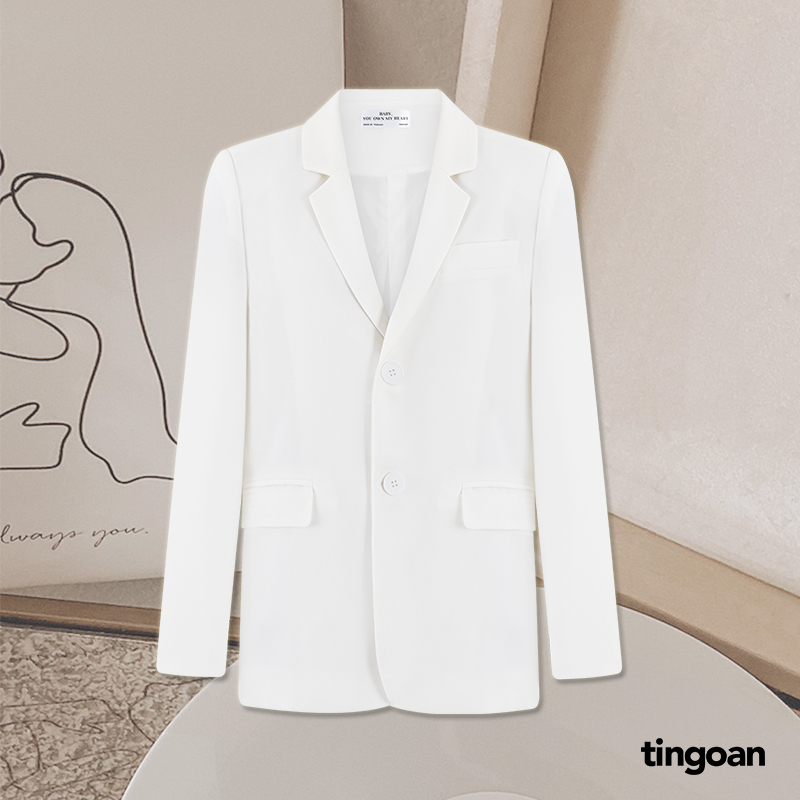  TINGOAN® - Áo khoăc blazer dáng xuông 2 cúc trắng YOU KNOW ME BLAZER WH 