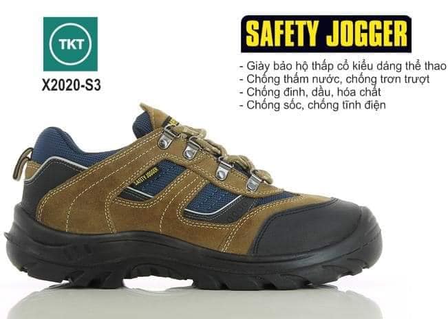Giầy bảo hộ lao động jogger X2020 dáng thể thao thấp cổ màu nâu