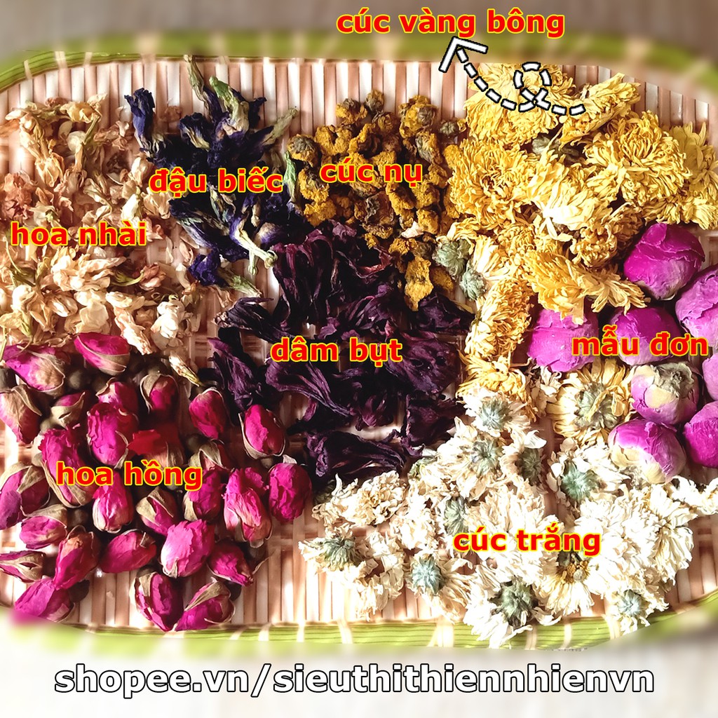 14 loại Trà hoa quả sấy khô gói nhỏ nguyên vị chi bản, cúc bách nhật, bách hợp, đào, tâm sen, sung, chanh, lê, lưu ly