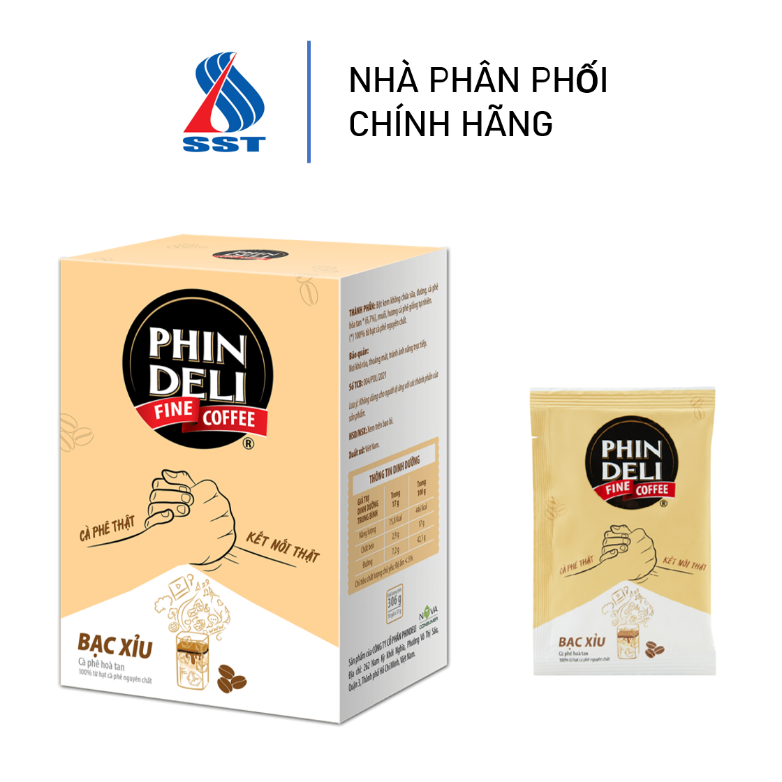 Cà phê hòa tan phindeli bạc xỉu - hộp 306g - 8936081481174