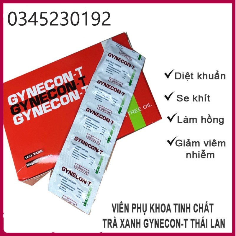 Viên Đặt Phụ Khoa Thái Lan Gynecon Trà Xanh  Vỉ 5 Viên
