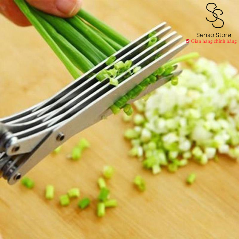 Kéo nhiều lưỡi bằng inox đa dụng cắt hành, cắt rong biển, ớt nhanh chóng, tiện lợi