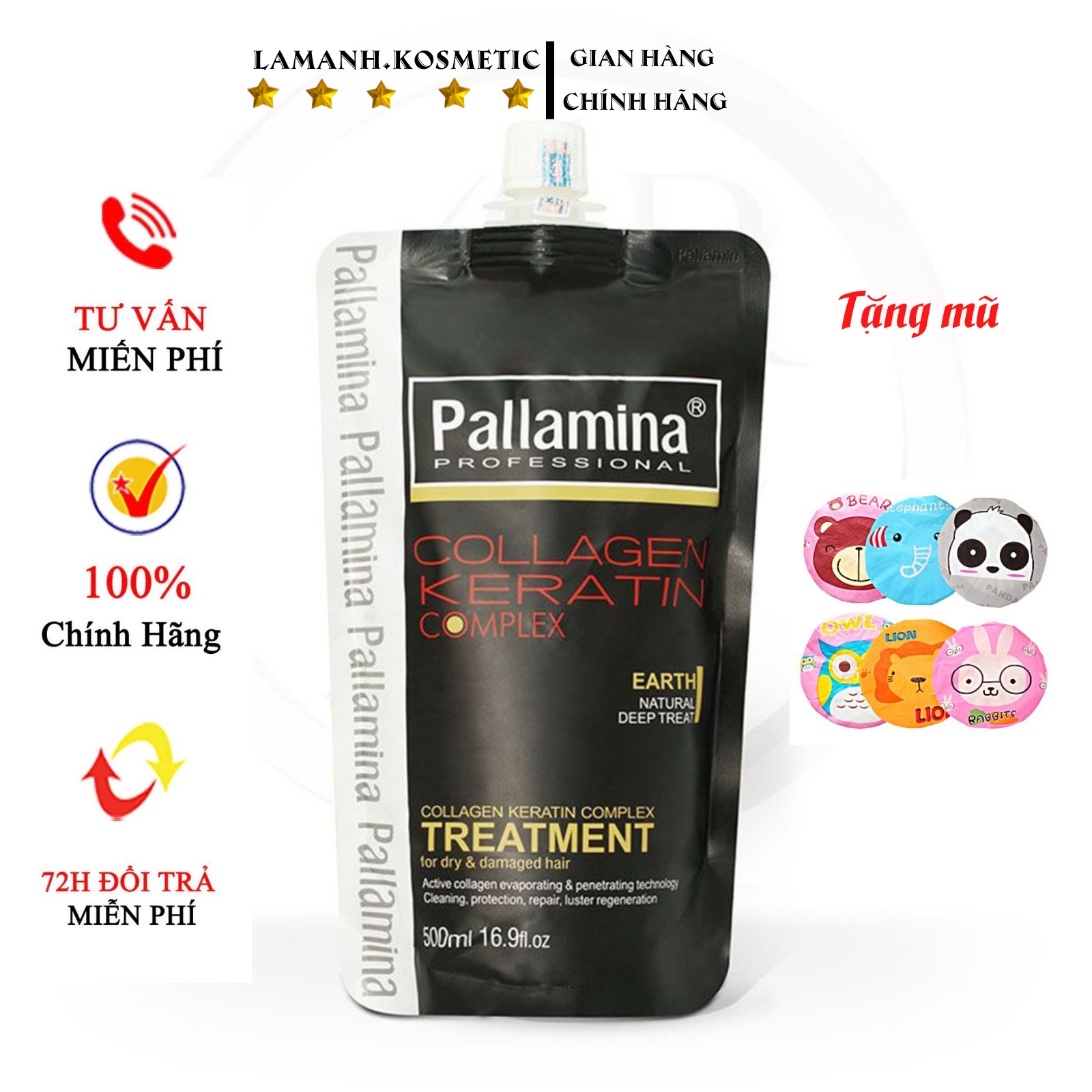 Ủ tóc collagen kem ủ tóc dầu ủ tóc hấp phục hồi tóc colagen pallamina túi 500ml hàng chính hãng