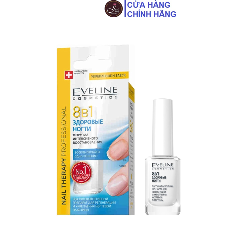Dưỡng móng Eveline 8 in1 Total Action 12ml của Nga