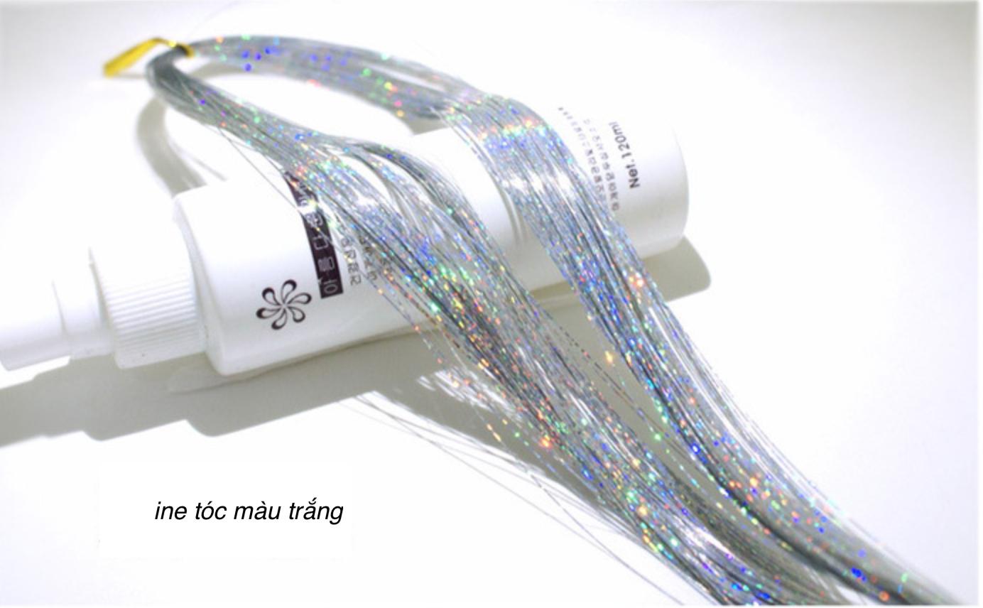 [HCM]Combo 2 line tóc kim tuyến nối màu trắng - mỗi tép 3d có từ 80-100 sợi- mua 5 line tặng 1 line