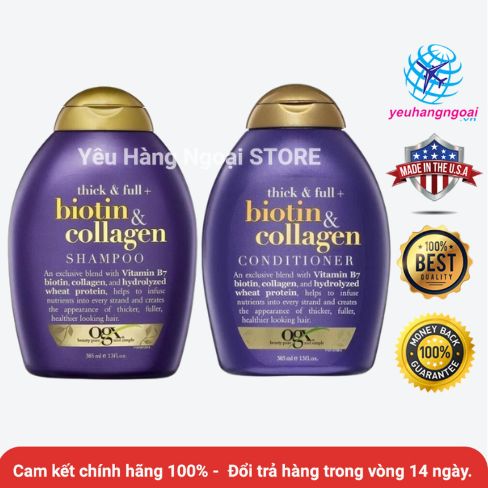 Dầu gội / dầu xả kích thích mọc tóc biotin & collagen 385ml của mỹ.