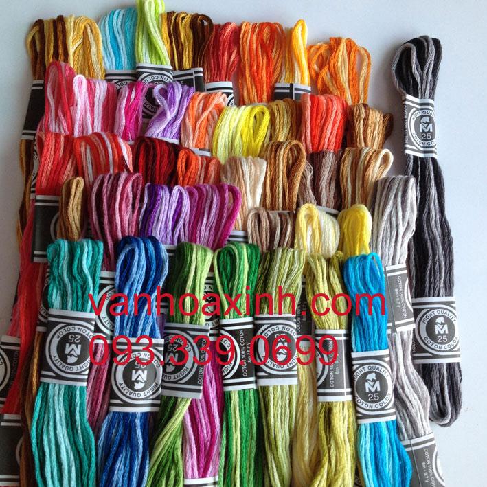 🍀🌺 COMBO 31 tép chỉ thêu cotton màu phối hay màu loang thêu tay truyền thống