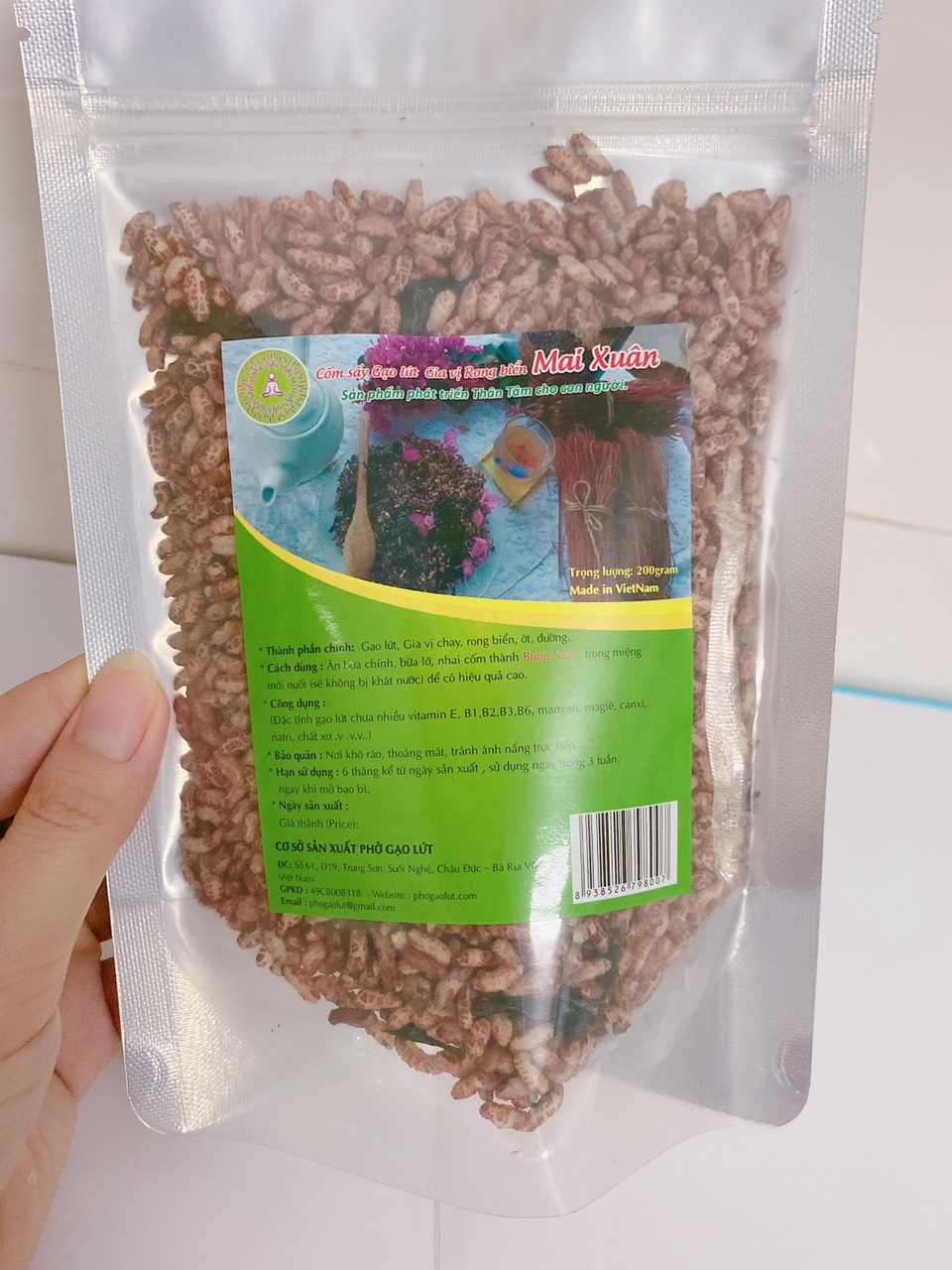 [HCM]Bịch cốm gạo lứt sấy rong biển 150gr
