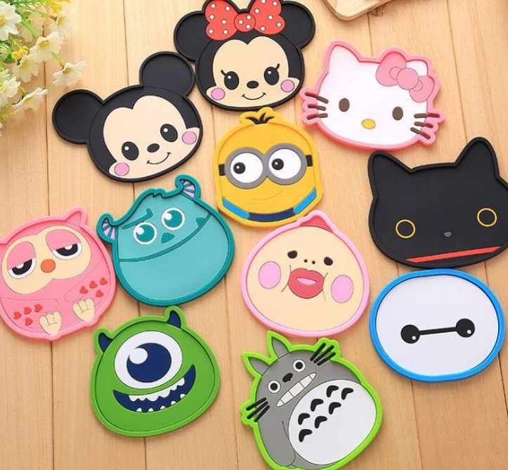 1 đế lót ly silicone hình thú dễ thương cute loài dày