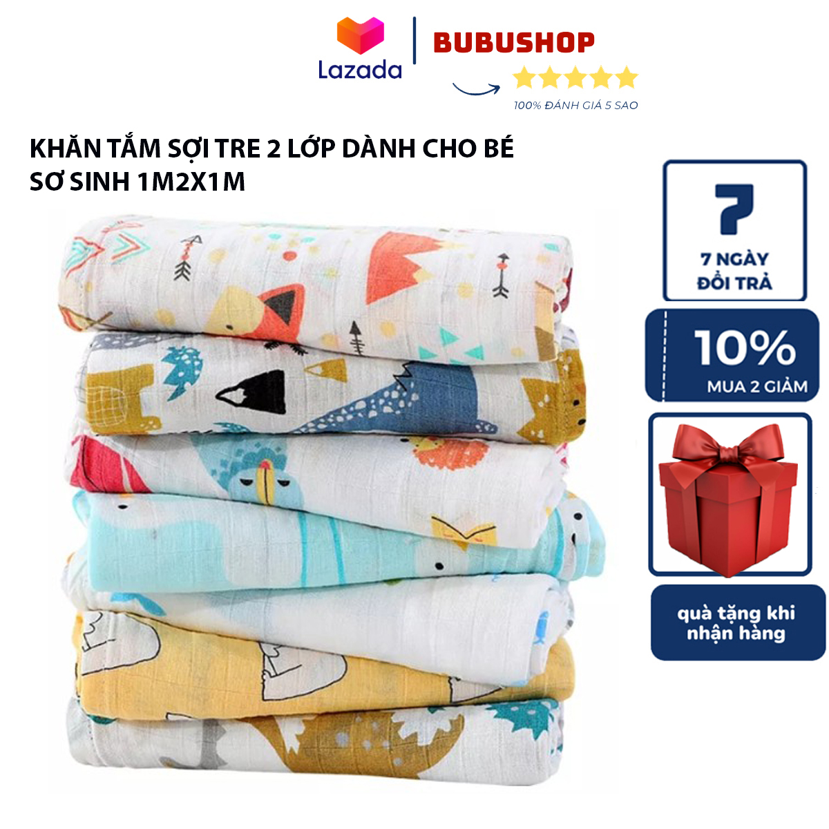 Khăn tắm sợi tre 2 lớp đành cho bé sơ sinh kích thước 1mx1m2  chất liệu 50% sợi tre 50%  cotton cao cấp làm khăn ủ ấm cho bé, làm khăn tắm khăn quấn bé chất khăn mát mềm mịn thấm hút cực tốt khăn bamboo dành cho bé BUBUSHOP